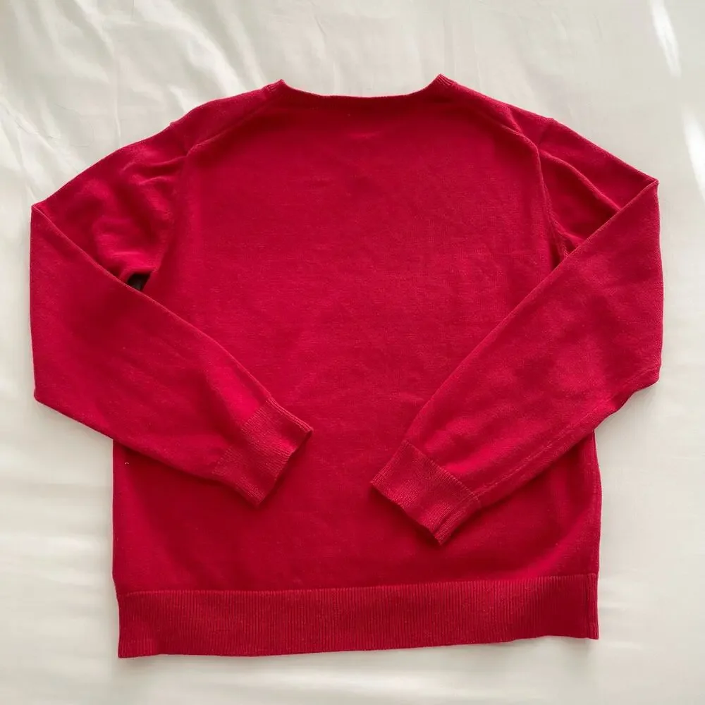 Gap Kids Boys Red Knit Sweater V-Neck Cotton Longsleeve Everyday Size XXL 14-16